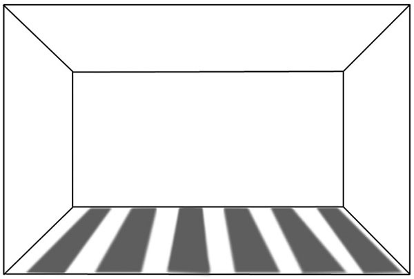 Pozdĺžne pásy na podlahe: Pásy predlžujú a zväčšujú miestnosť tým viac, čím sú širšie a sýtejšie. Sú skvelým prostriedkom, ako predĺžiť krátke chodby alebo izby. 