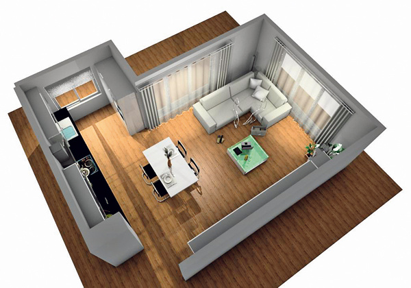 3d projekt je veľmi názorný – dá sa tu nasimulovať nielen rozloženie nábytku v priestore, ale aj rôzne farby či povrchové úpravy. Budúci interiér si tak viete pomerne presne predstaviť.