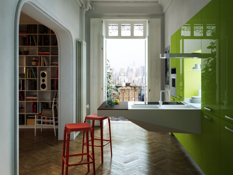 Výsledkom spolupráce architekta Pietra Arosia s výrobcom kuchýň Snaidero je kuchyňa Board, ktorá mení názor na kuchynský priestor a jeho usporiadanie. Inšpiroval sa industriálnym prostredím, ktoré prenáša do domáceho priestoru. Inšpiratívna je odvážna farebnosť a nový názor na koncepciu kuchynskej linky.