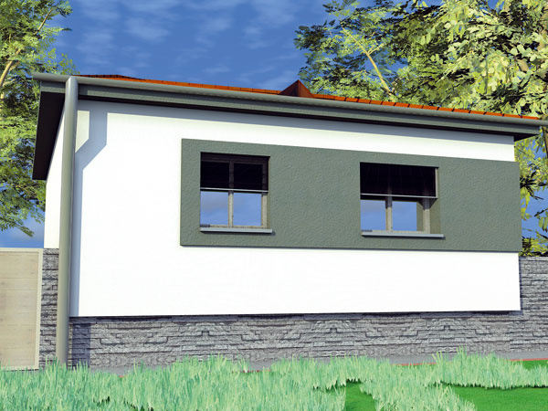 Riešenie #2 Kombinácia sivej farby a kamenného obkladu dodávajú domu modernejší ráz