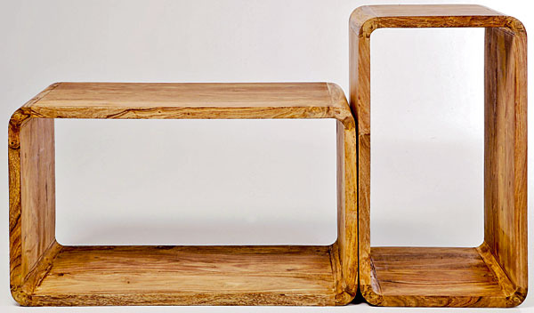 Stolčeky z palisandrového dreva Authentico Cube, 48/39 × 80/70 × 40 cm, 484,90 €, Kare, Light Park