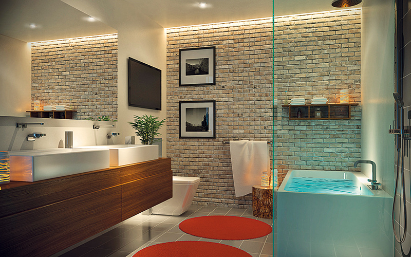 Zariadenie kúpeľne je zamerané na milovníkov moderného dizajnu.