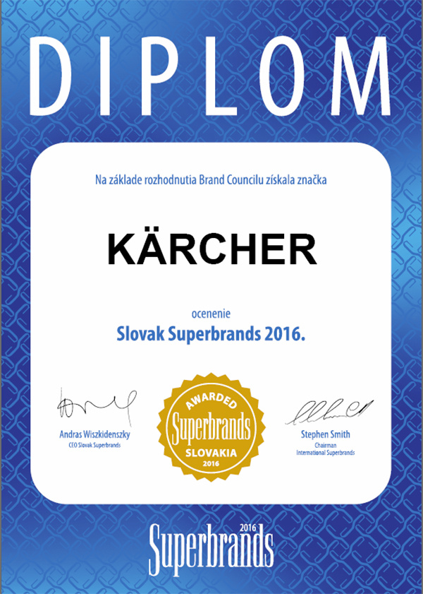 Kärcher získal prestížne ocenenie Slovak Superbrands Awards 2016