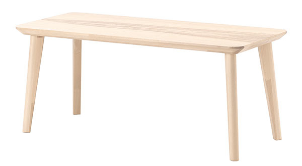 Praktický LISABO, 118 × 50 × 50 cm, masívna breza, jaseňová dyha, drevovláknitá doska, 99,90 €, IKEA 