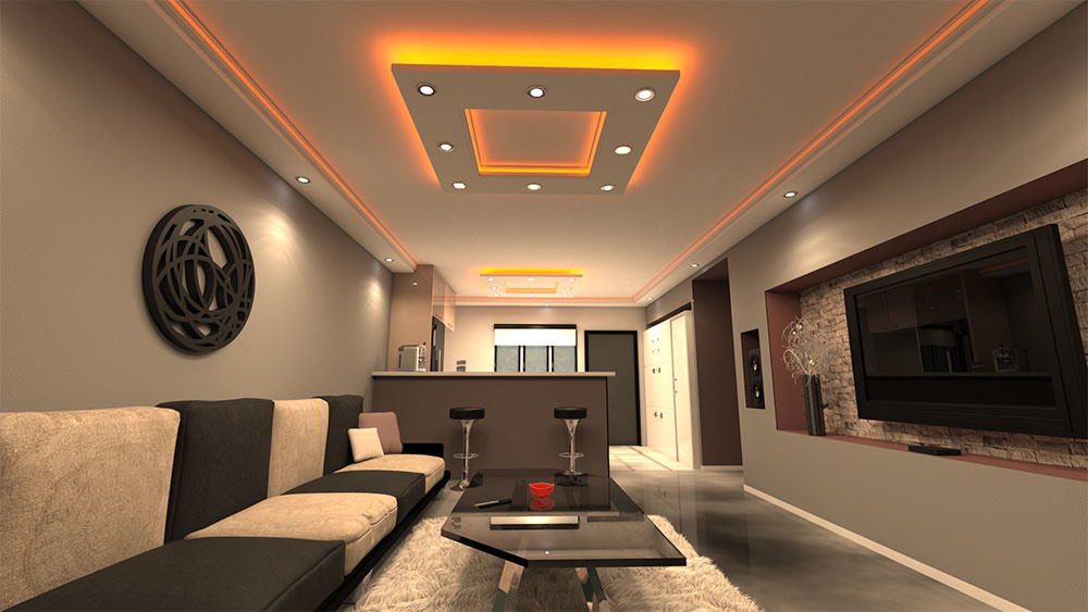 Moderné riešenie na stropnú dekoráciu s osvetlením