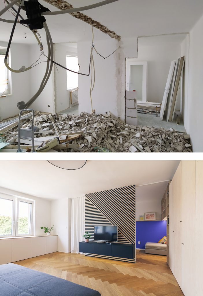 Obývačka pred a po