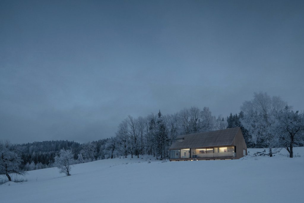 Stavba v zimnej prírode