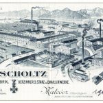 Pohľad na továreň v Matejovciach z roku 1845.