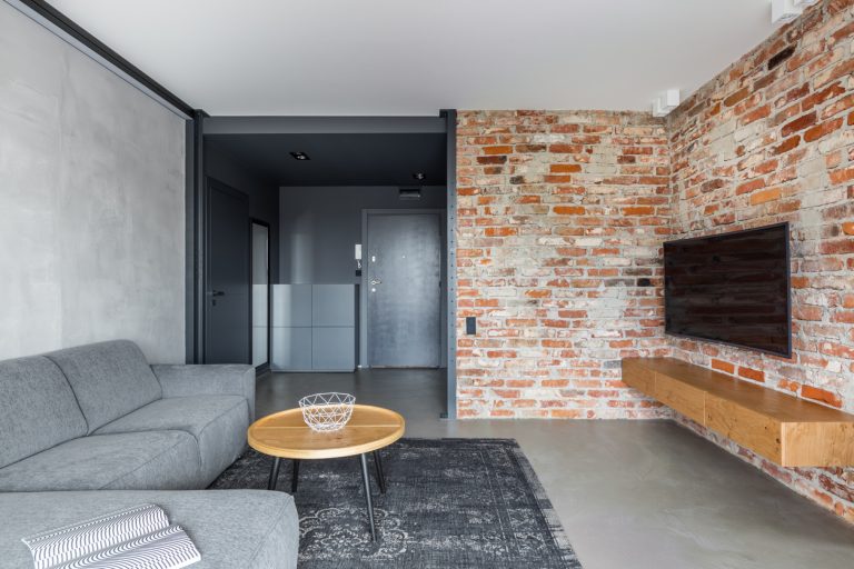 Brick wall in living room