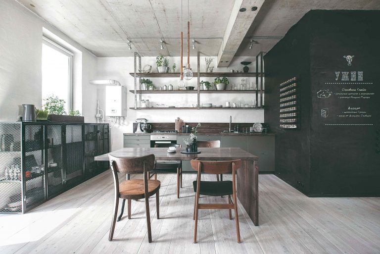 Drevo, betón, tmavozelená a odtiene sivej: Moderná kuchyňa s industriálnym nádychom