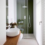 Kúpeľňa s olivovým sprchovým kútom