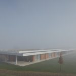 Dlhá obdĺžniková rezidencia v hmle