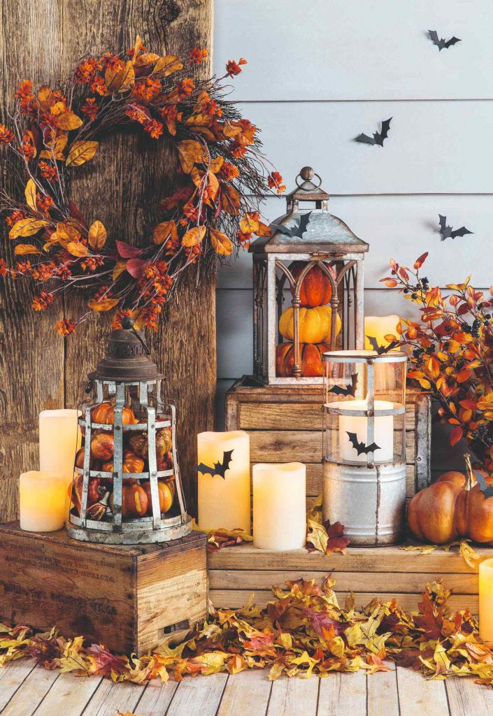 Lampáše s jesennou dekoráciou