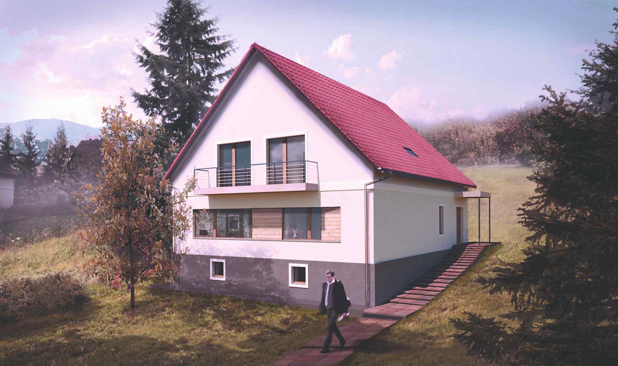 Rekonštruovaný rodinný dom so šikmou strechou štúdia