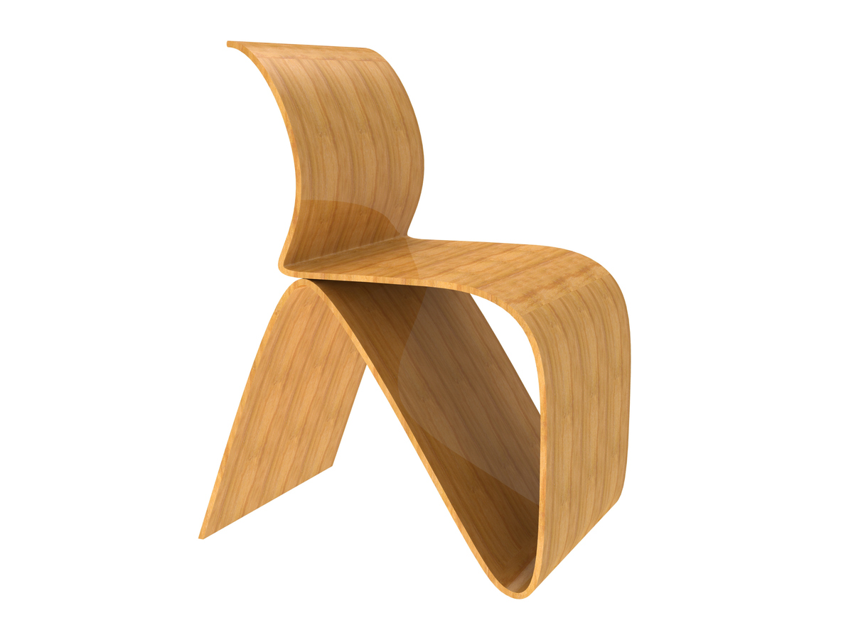 Modern Plywood Chair isolated on a white background 3D illustration