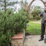 Záhradný architekt vysvetľuje zákazníčke v záhrade