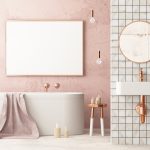 Ružová kúpeľňa s oblou vaňou