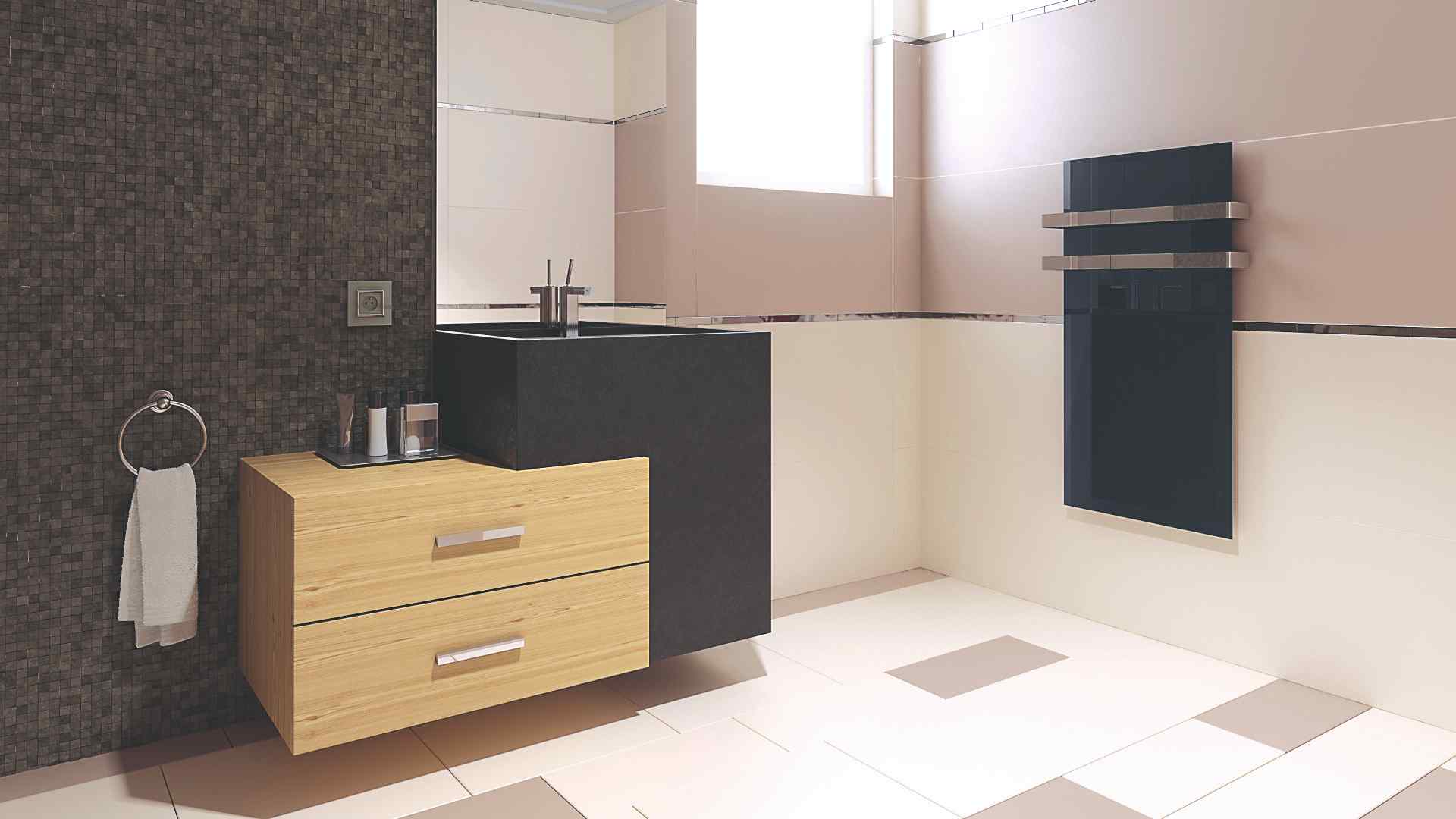Hnedo béžová moderná kúpeľňa