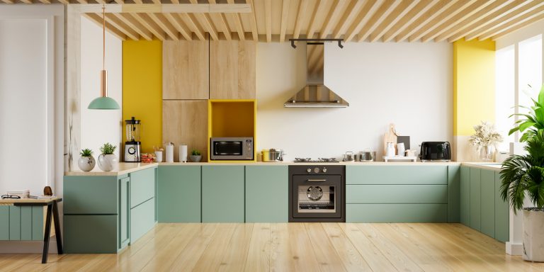 Moderná zeleno drevená kuchyňa