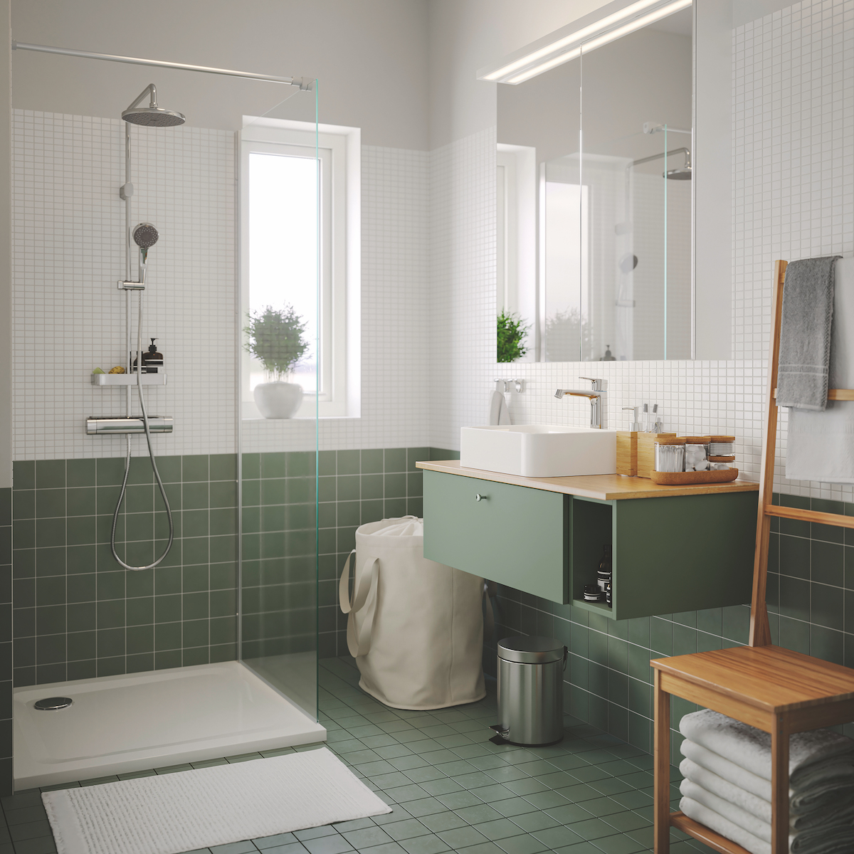 Moderná kúpeľňa v zelenej