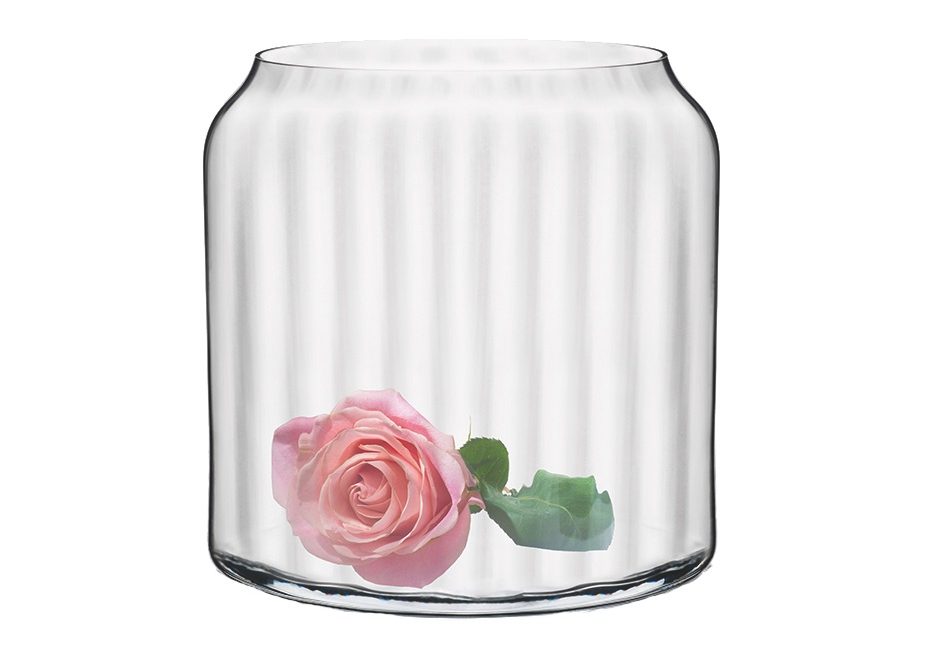 Sklenená váza s ružou