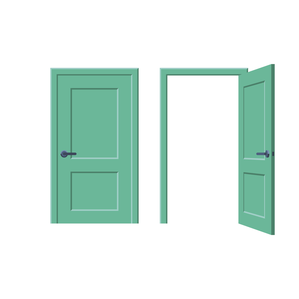 Zelené dvere a zárubňa