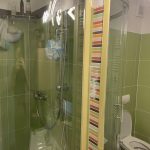 Paneláková zelená kúpeľňa so sprchovým kútom