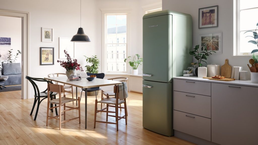 Gorenje retro zelená chladnička v kuchyni
