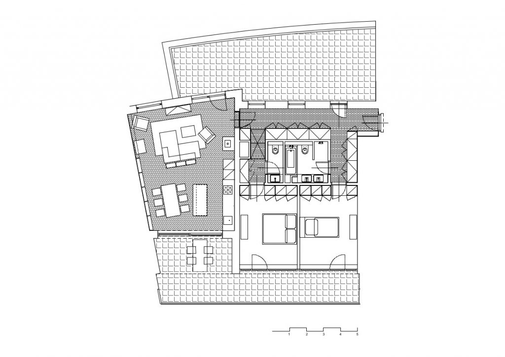 Pôdorys - Obojstranne presvetlený byt s dvoma terasami