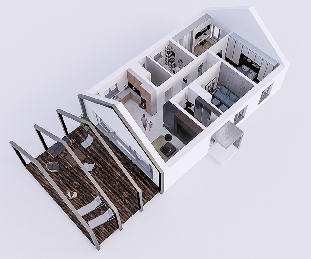 Vedľajšia vizualizácia - Projekt rodinného domu S16
