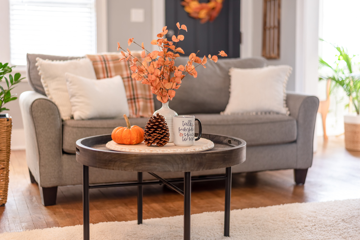 Jesenné dekorície v obývačke