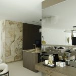luxusná kuchyňa so zrkadlovou stenou