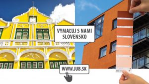 žltý a červený historický a moderný dom
