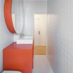 bielo-oranžová kúpeľňa