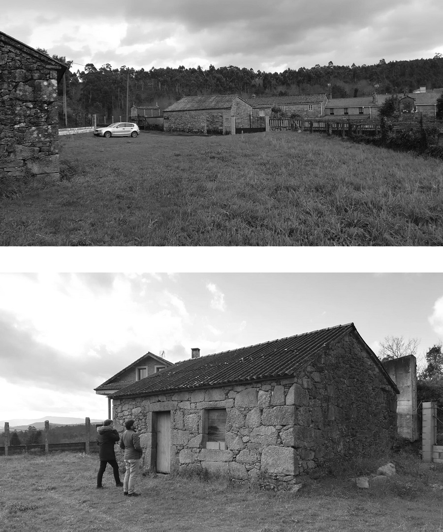čiernobiele foto kamenného domu