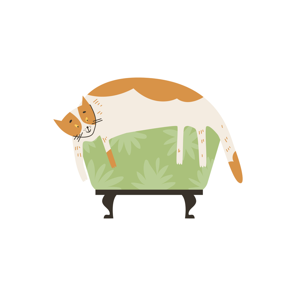 kreslená mačka na taburetke