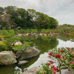 Japonská záhrada Ohori Park v meste Fukuoka