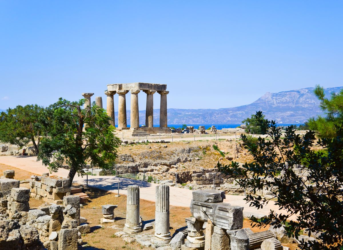 Ruiny antického chrámu v Grécko.
