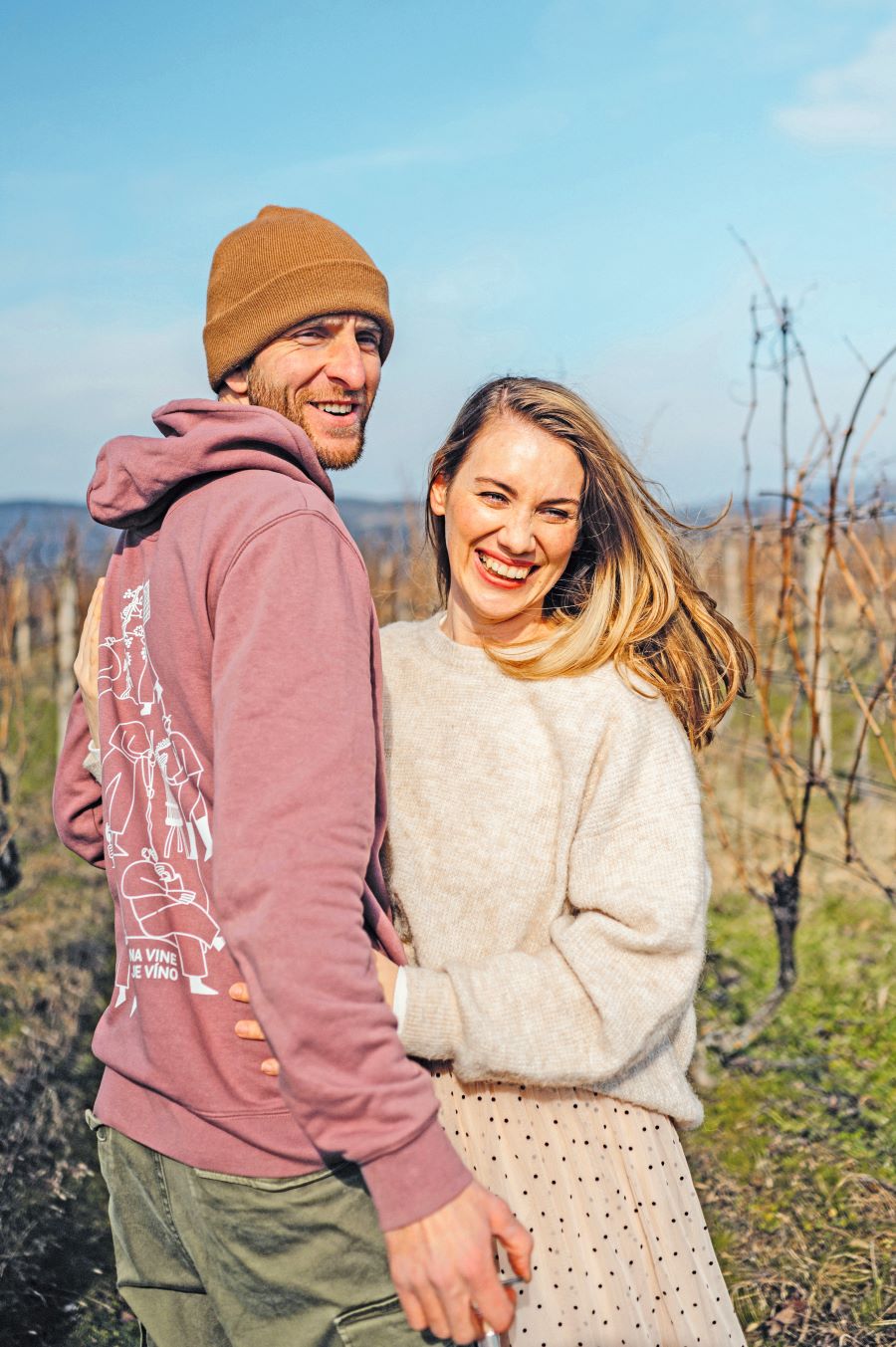 Ria Zelisková s manželom vo vinohrade.