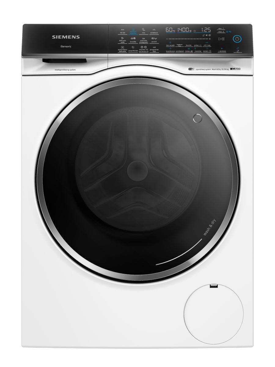 Produktové foto kombinovanej práčky so sušičkou Siemens.