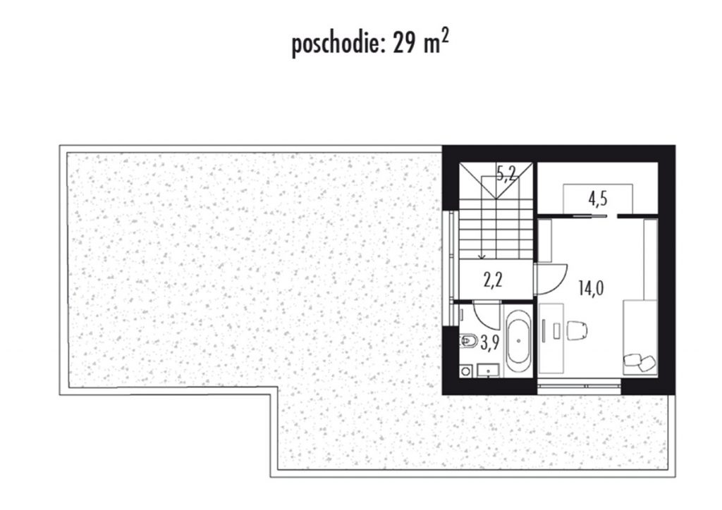 Projekt rodinného domu Poschodový 2202