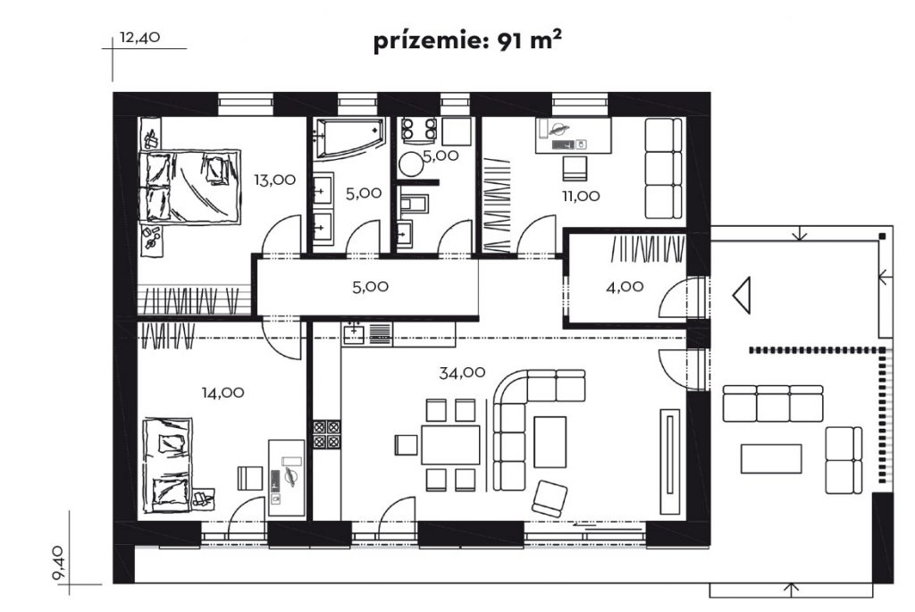 Projekt rodinného domu Evergreen 6B