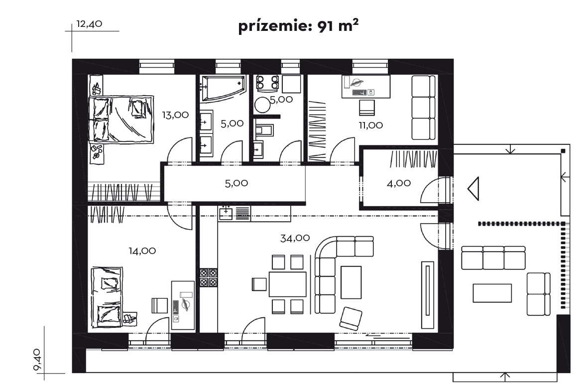 Projekt rodinného domu Evergreen 6B