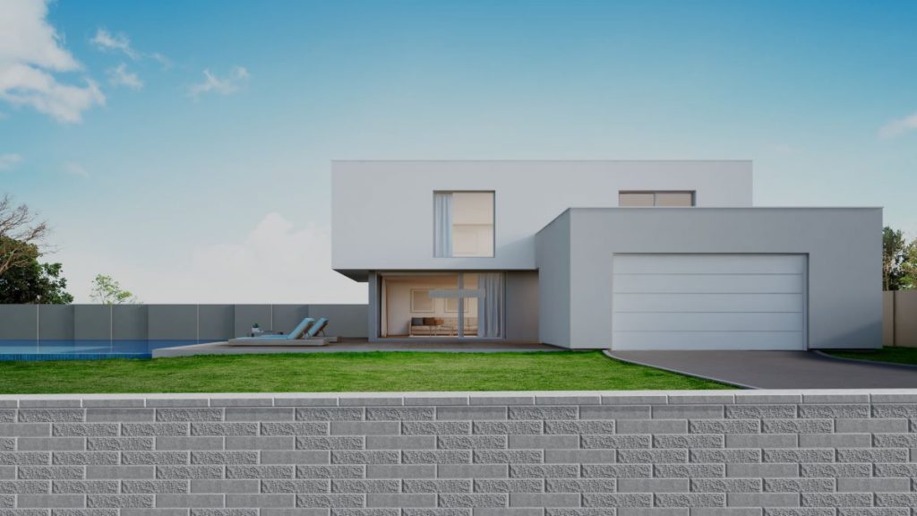 Vizualizácia rodinného domu s plotom Blok  Mac M Lite.
