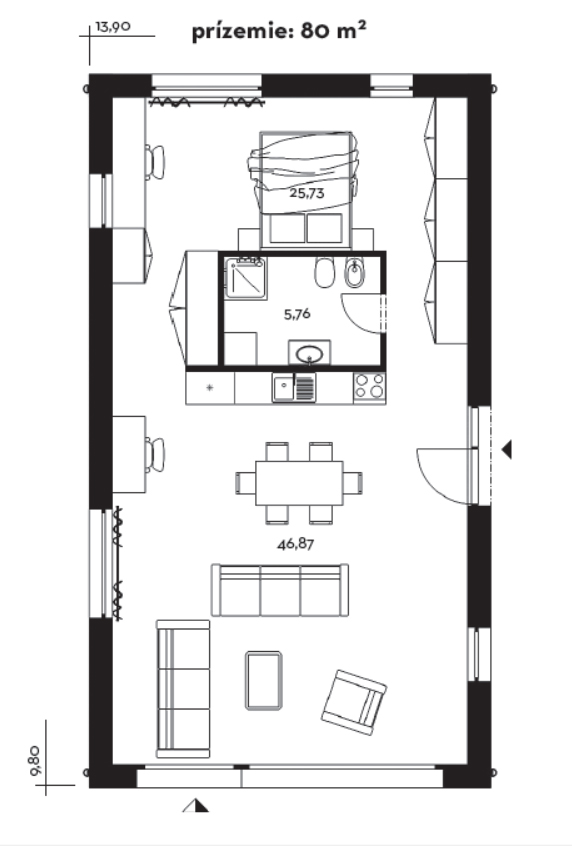 Pôdorys projektu rodinného domu Karlík HOUSE 4