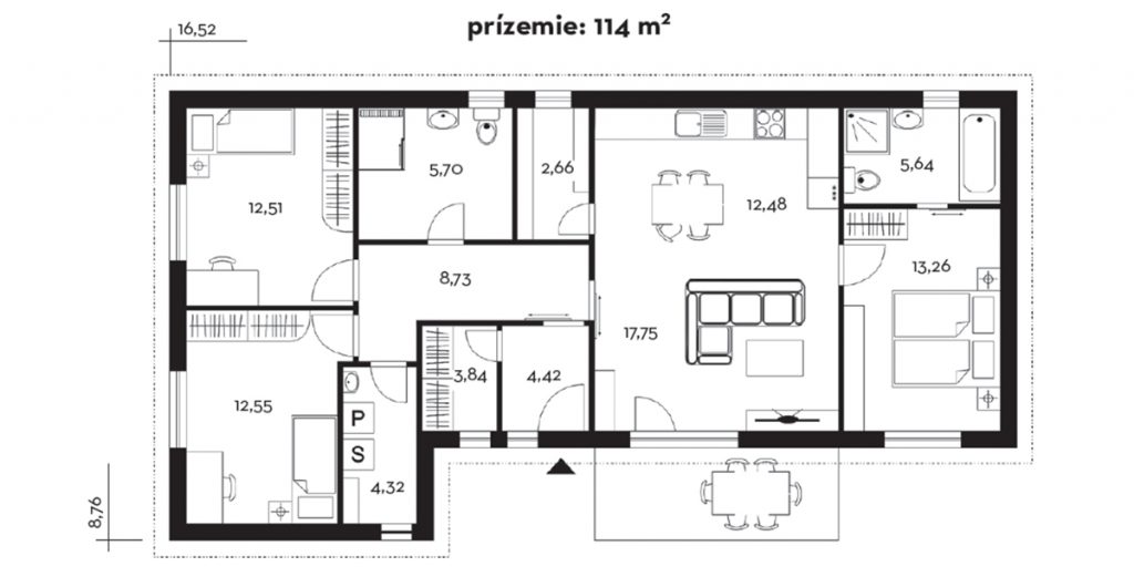 Pôdorys rodinného domu Keramický montovaný dom č. 21