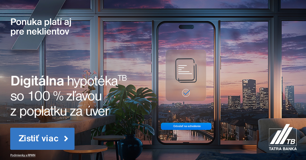 Digitálna hypotéka je dostupná až do 500-tisíc eur. Zdroj: Tatra banka.