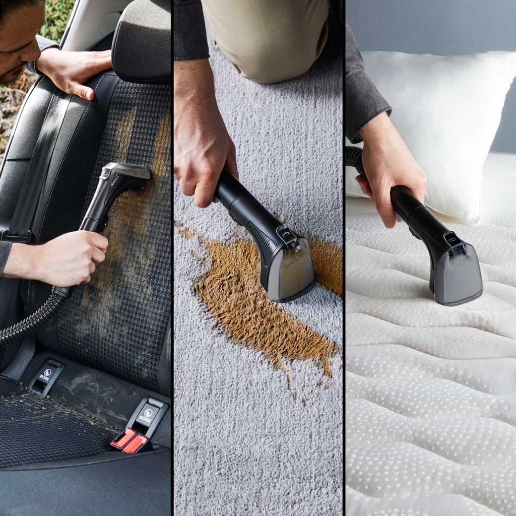 Čistenie škvŕn v aute, na koberci a matraci tepovačom Rowenta Clean It