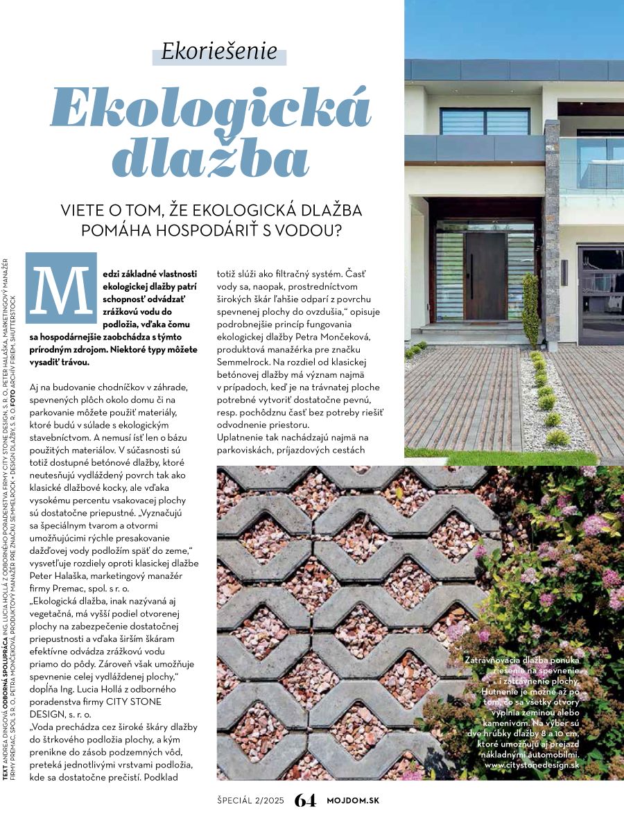 Ekologická dlažba v magazíne Môj dom Špeciál 02/2025.