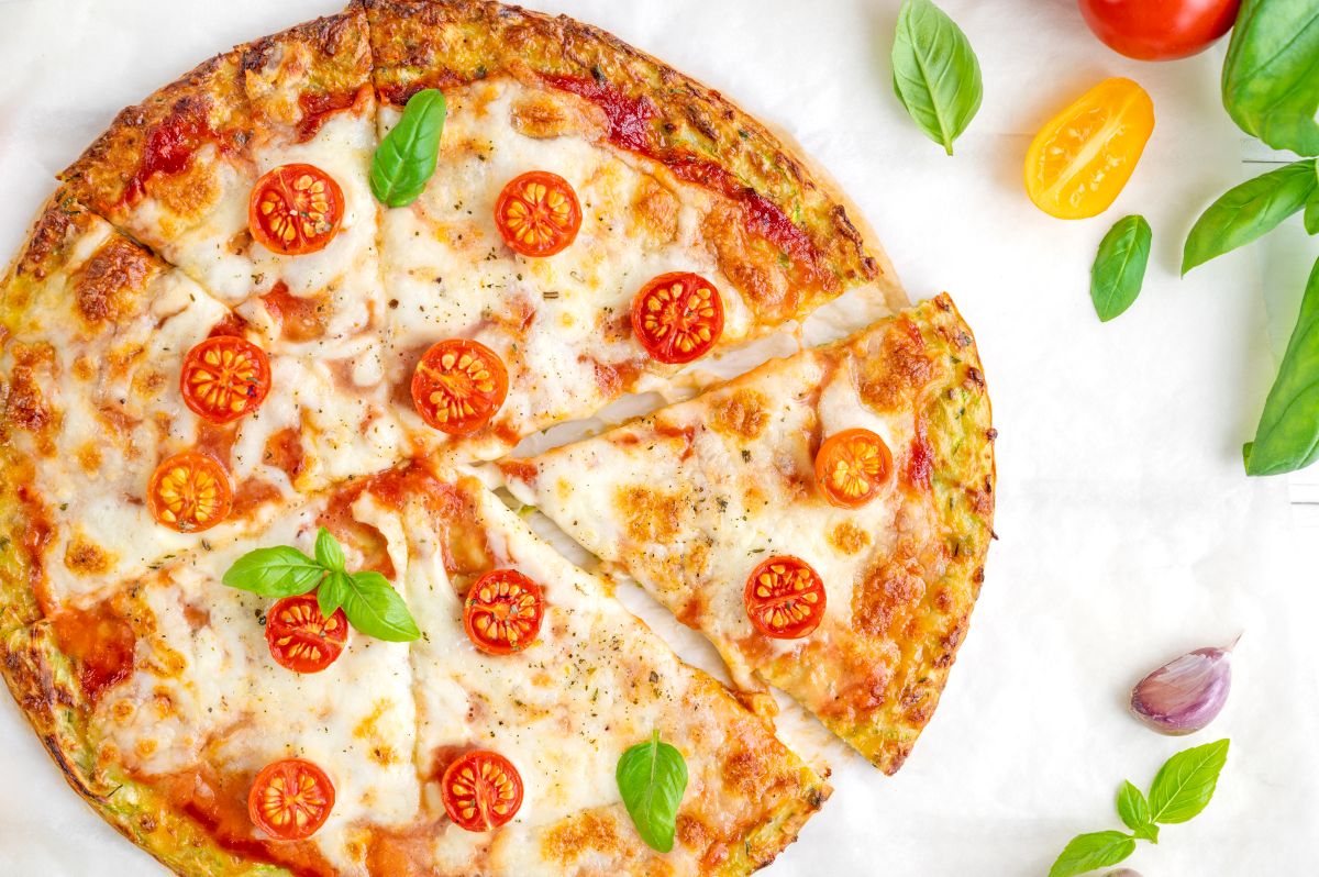 Pizza s cestom s cukety.